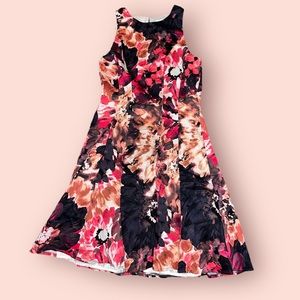 Maggy London, Sleeveless Dress with Tulle, Purple and Pink Floral Print, Size 8